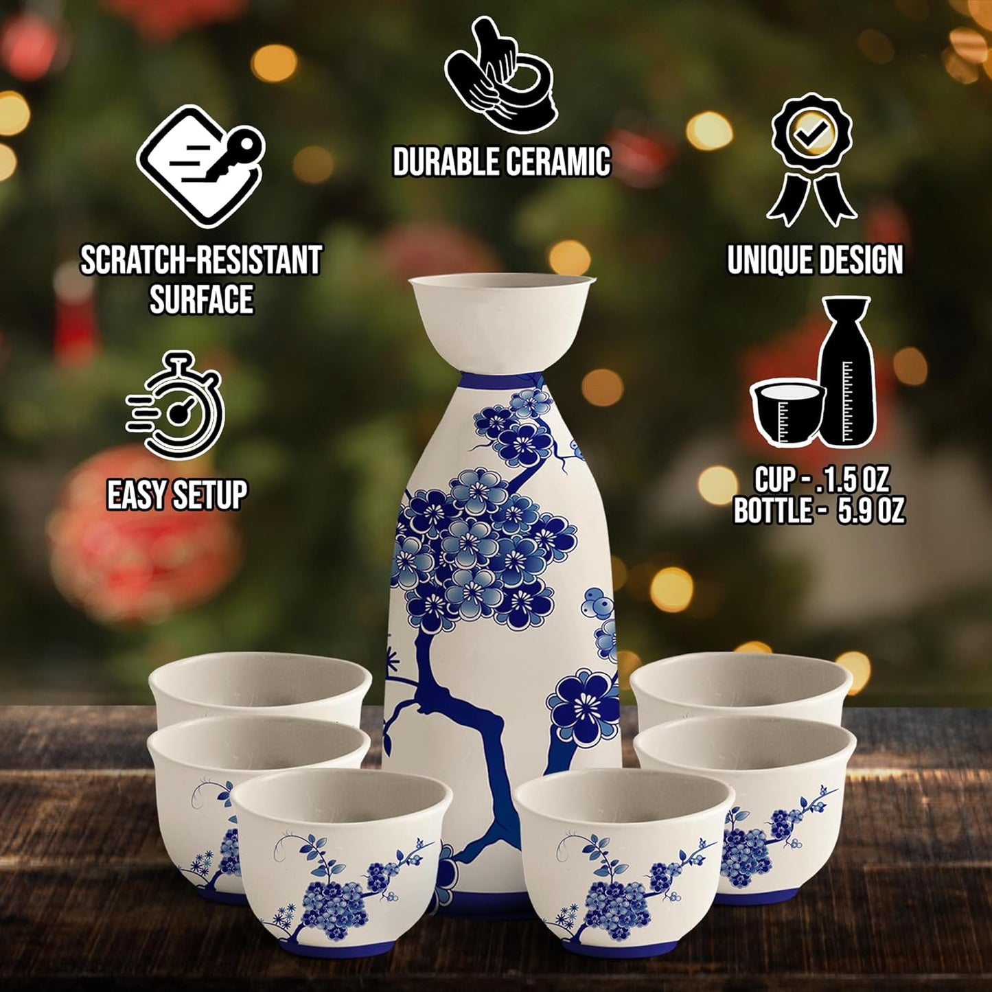 Japanese Sake Set | Ceramic Sake Cups | Sake Carafe | Sake Set with a Bottle | Sake Cups | Saki Cup Set | Hot and Cold Sake