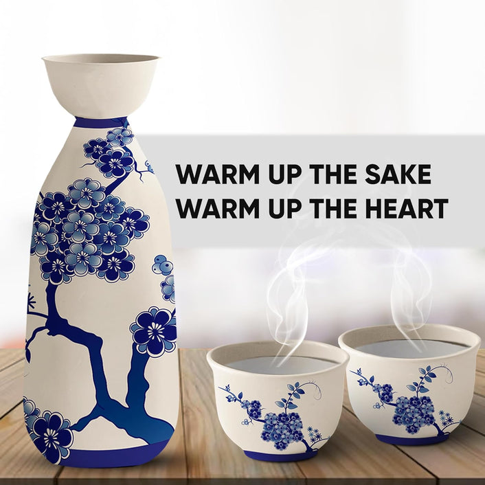 Japanese Sake Set | Ceramic Sake Cups | Sake Carafe | Sake Set with a Bottle | Sake Cups | Saki Cup Set | Hot and Cold Sake